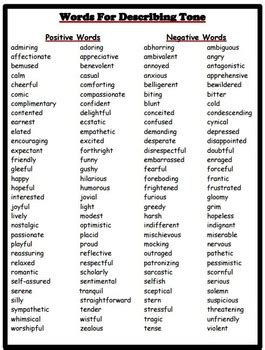 Tone and Mood Reading Comprehension Resources for Literary Elements