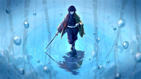 Demon Slayer Anime Character Walking in Water