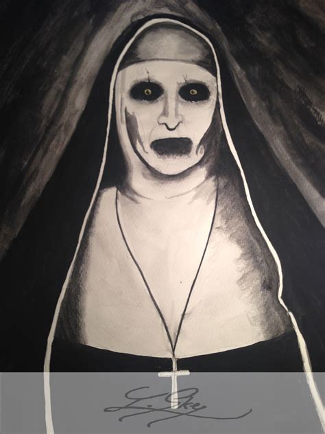 Eerie A3 Watercolor Painting of The Conjuring 2 Nun