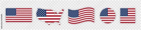 USA flag icon set. Stripes flags united states with stars. 4 July ...