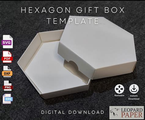 Hexagon Box With Lid Template No Glue Box 6-sided Polygon - Etsy