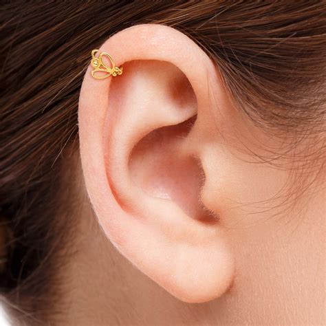 Butterfly Helix Earring: Gold Plated Handmade Cartilage Piercing ...