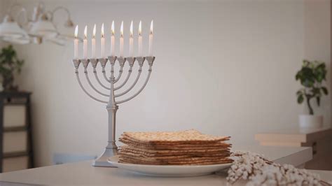 Candles Holiday Lit Hanukkah On Hanukkiah Stock Footage SBV-347504659 ...