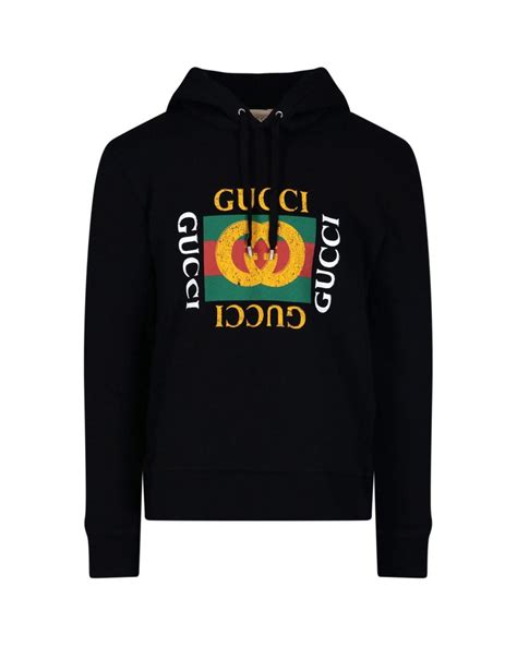 Gucci Logo Hoodie in Black for Men | Lyst