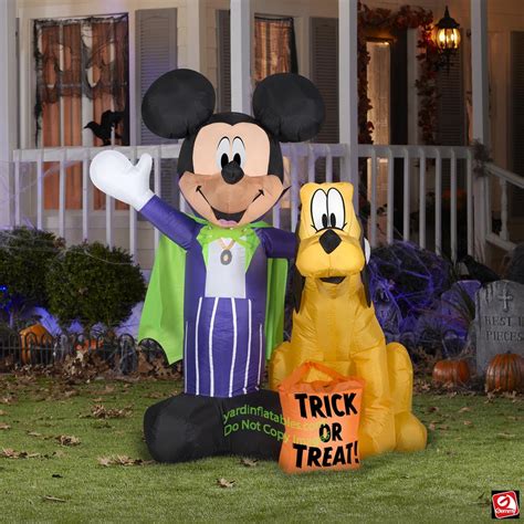 5' Gemmy Airblown Inflatable Halloween Disney Mickey & Pluto Trick-or ...