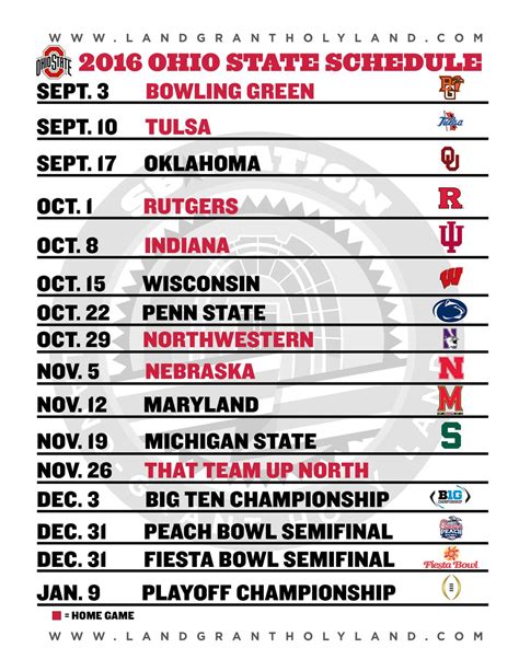 Print your own 2016 Ohio State football graphical schedule - Land-Grant ...