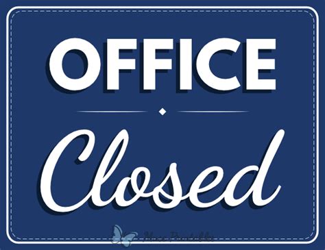 Printable Office Closed Sign