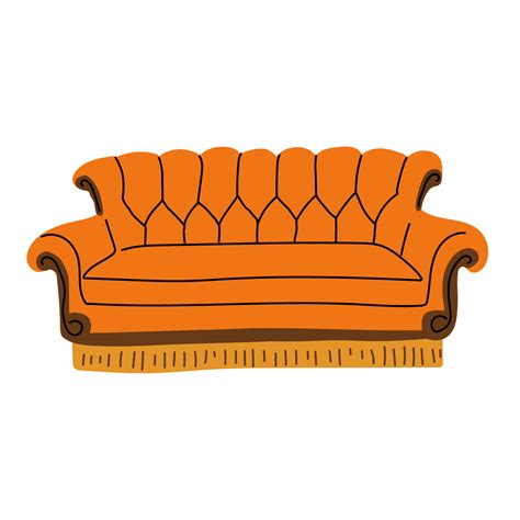 Sofa and couch yellow colorful cartoon illustration vector. Friends ...