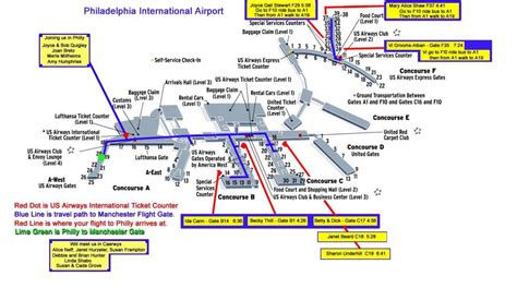 Map of Philadelphia airport - Airport map Philadelphia (Pennsylvania - USA)