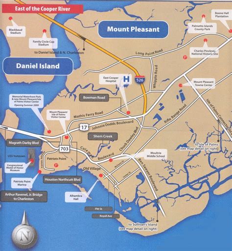 Mount Pleasant Map, SC South Carolina - Charleston's Finest City Guide ...