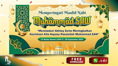 FREE !! DOWNLOAD Desain Spanduk Maulid Nabi 1445 H - Coreldraw - # ...