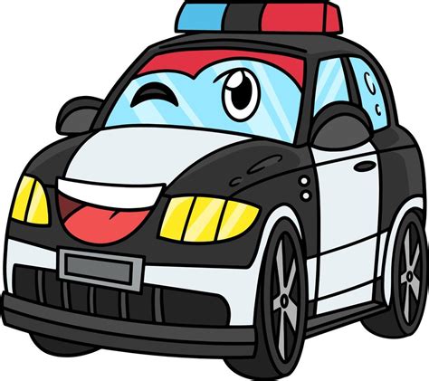 Police Car with Face Vehicle Cartoon Clipart 11415614 Vector Art at ...