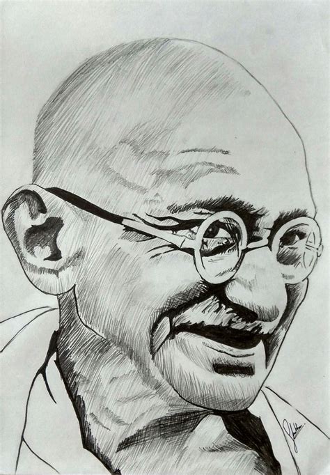 Mahatma Gandhi Drawing Outline