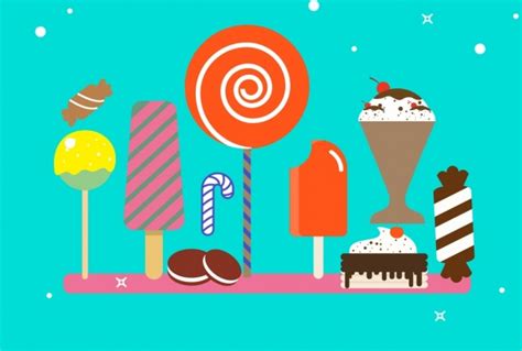 Sweet food background colorful icons decoration Vectors graphic art ...