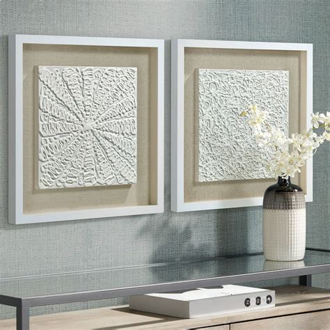 Newhill Designs White Out 23 3/4" Square Framed Wall Art Set of 2 ...