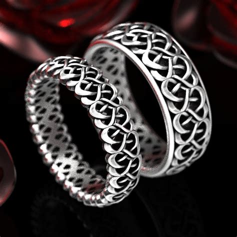 Celtic Knot Ring Set, His and Hers Rings, Sterling Celtic Heart Wedding ...