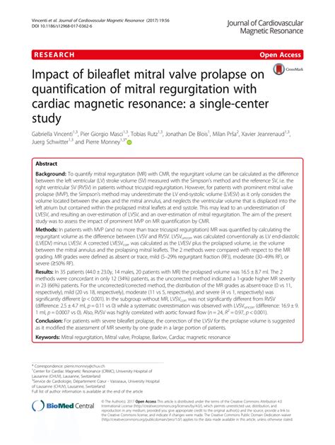 (PDF) Impact of bileaflet mitral valve prolapse on quantification of ...