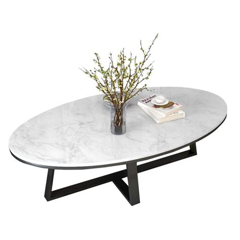 Oval Marble Coffee Tables for Living Room White l Modern Occasional End ...