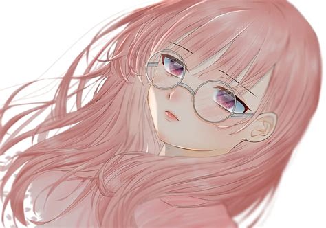 Chica anime, lentes, cabello rosado, Fondo de pantalla HD | Peakpx