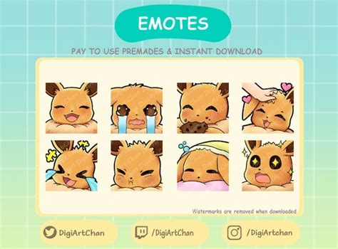 Drawing & Illustration Art & Collectibles Eevee Sad Emote Premade for ...