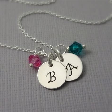 Initial Necklace, Birthstone Necklace, Monogram Necklace, Birthstone ...