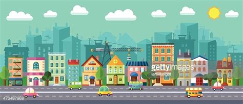 City Street In A Flat Design Stock Clipart | Royalty-Free | FreeImages