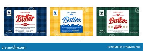 Set of Butter Labels Design Stock Vector - Illustration of badge ...