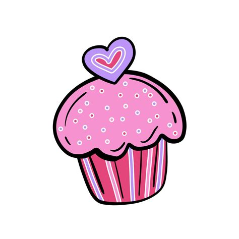 Pink cake with hearts. Icons vector illustrations. 17079454 Vector Art ...