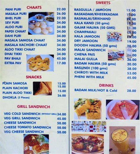 Menu at Kanti Sweets, Bengaluru, 4/1