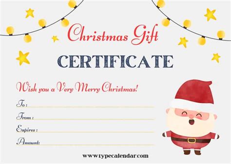 Free Printable Christmas Gift Certificate Templates [PDF, Word] Blank