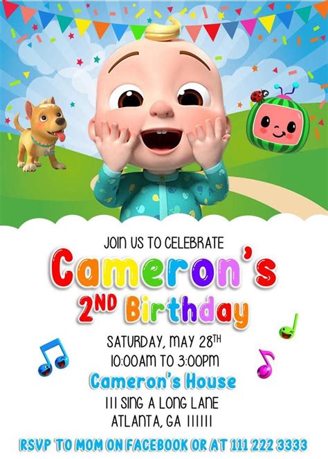 Cocomelon Birthday Invitation Cocomelon Invitation Digital Etsy ...