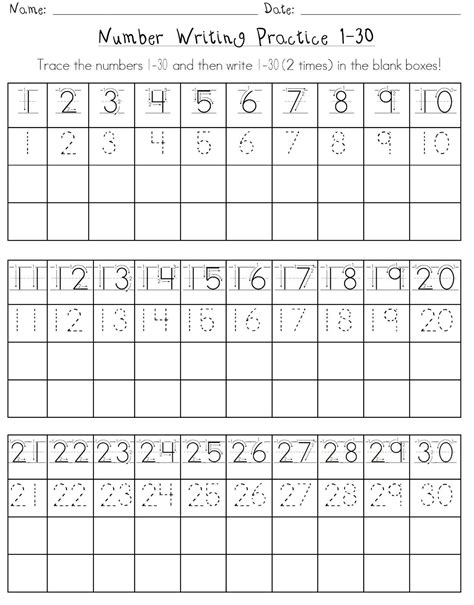 Printable Number 1-30 Worksheets | Activity Shelter | Number writing ...