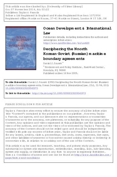 (PDF) Deciphering the Nnorth Korean‐Soviet (Russian) maritime boundary ...