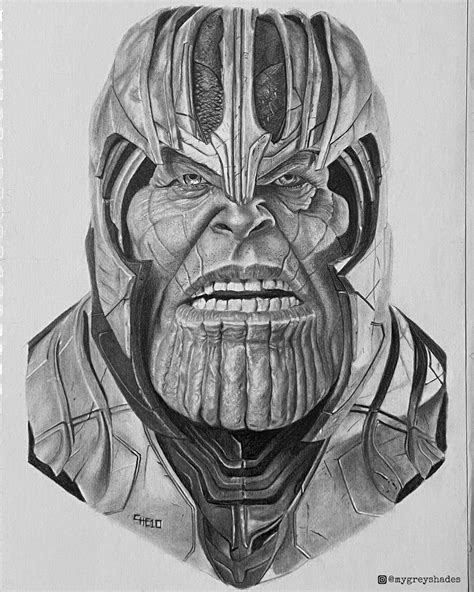 My attempt at drawing Thanos with some details. : r/Marvel