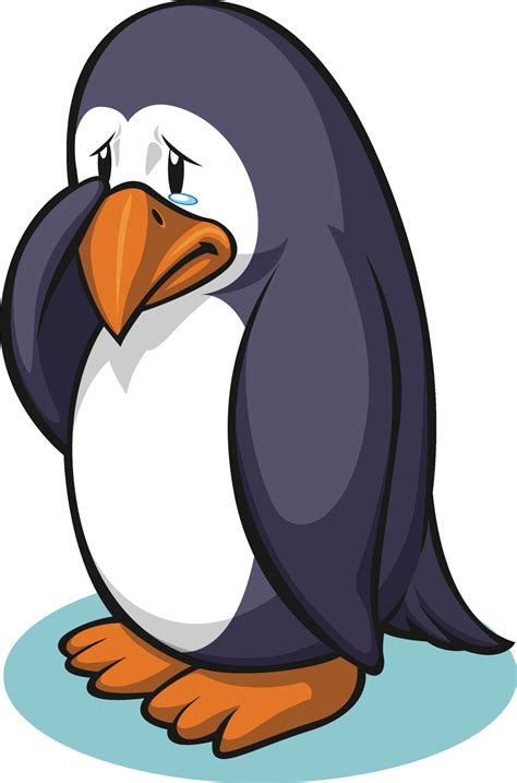 Sad Penguin Wiping Tears Crying Cartoon Illustration Vector Drawing ...