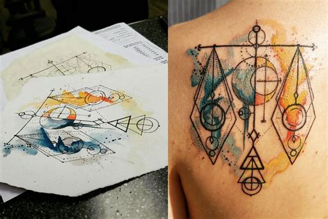 Libra scales geometric watercolor tattoo Libra Scale Tattoo, Libra Sign ...