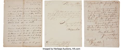 [James Monroe] Cabinet Members' Letters Signed (3).... (Total: 3 | Lot ...