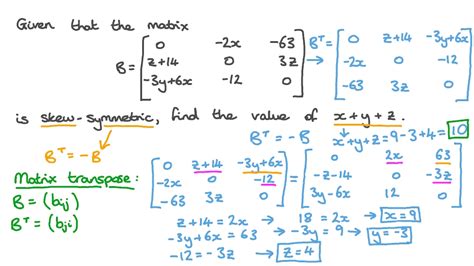 Question Video: Finding an Unknown Element of a Skew-Symmetric Matrix ...