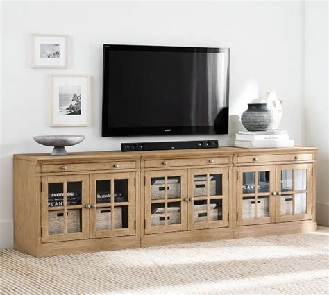 Livingston 105'' Media Console with Glass Cabinets | Pottery Barn