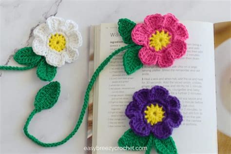 Crochet Flower Bookmark | Easy Breezy Crochet