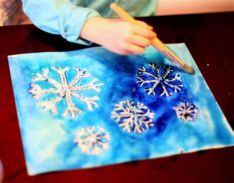 Winter Watercolor Resist Art with Free Printable Snowflake Template ...