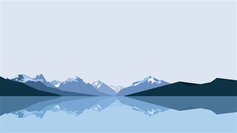 Minimalist Mountains And Lake UHD 8K Wallpaper | Pixelz