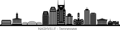 NASHVILLE CITY Tennessee SKYLINE Outline Silhouette Vector svg | Etsy