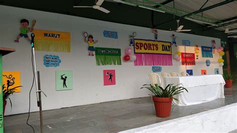 Sports day at school, sports day stage decoration | School decorations ...