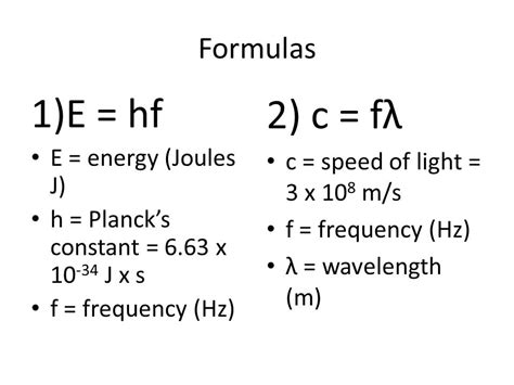 Wavelength Frequency And Energy Formula