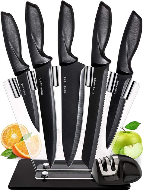 Amazon.com: Home Hero 7 pcs Kitchen Knife Set - Block Knife Set - 5 ...