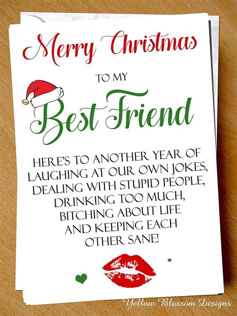 Bestie Friend Christmas Card Humour Best Friend BFF Here's To Another ...