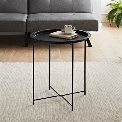 Essentials Tray Side Table - Black | Living Room Furniture - B&M