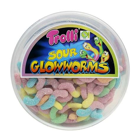 Trolli Sour Glow Worms Gummi Candy with Round Tub 500g (Multicolor ...