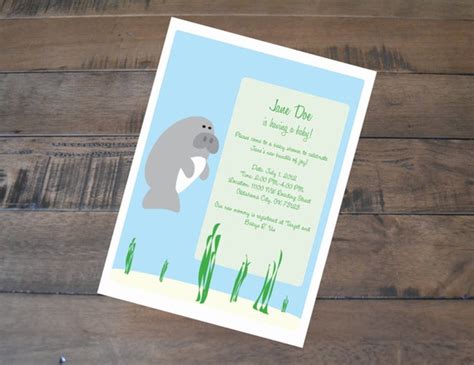 Items similar to PRINTABLE Manatee Baby Shower Invitation- PDF File on Etsy